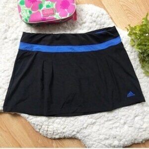 ADIDAS: Blue/Black Soft Pleated Sports Skort Sz M
